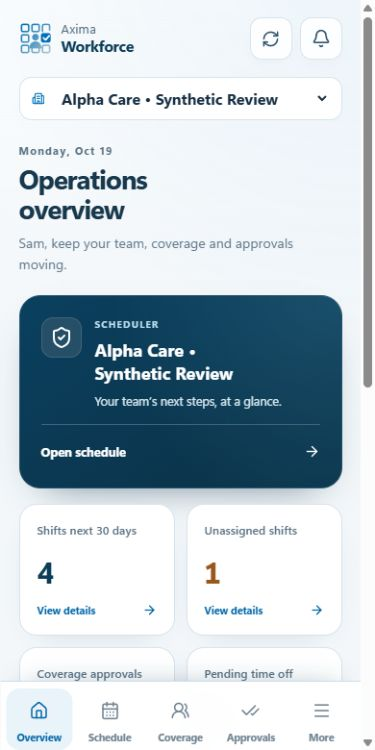 Scheduler workspace with team scheduling tools